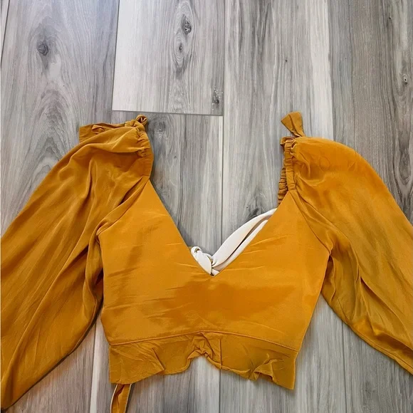 Stone Cold Fox Mustard Tie-Front Blouse - Picture 4 of 4